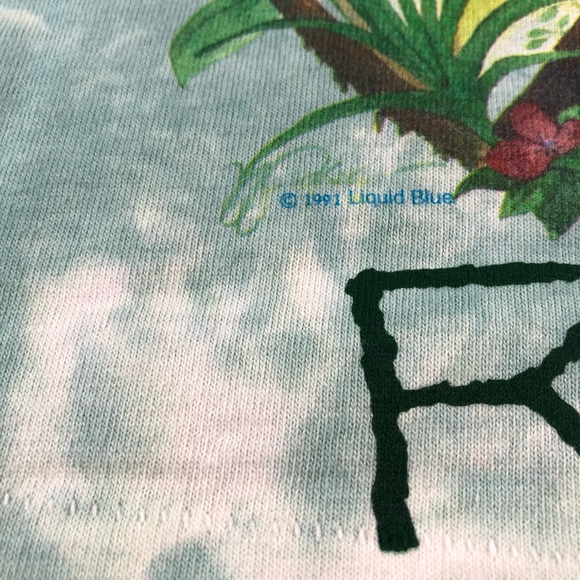 Rainforest 1991 Liquid Blue Vintage All Over Tie T - Picture 9 of 11